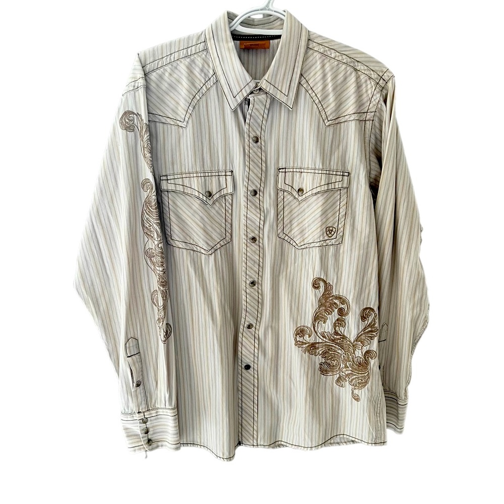 ARIAT | Men’s Striped Embroidered Western Shirt Size Medium
